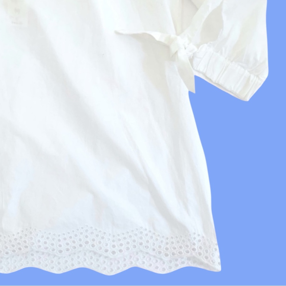 LOFT OUTLET Cotton Off-Shoulder Eyelet Bottom Blouse in White Size Medium - Picture 4 of 8